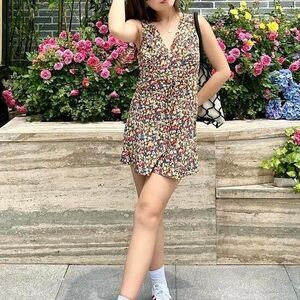 Realisation Par Isabelli Mini Floral Dress in Heaven